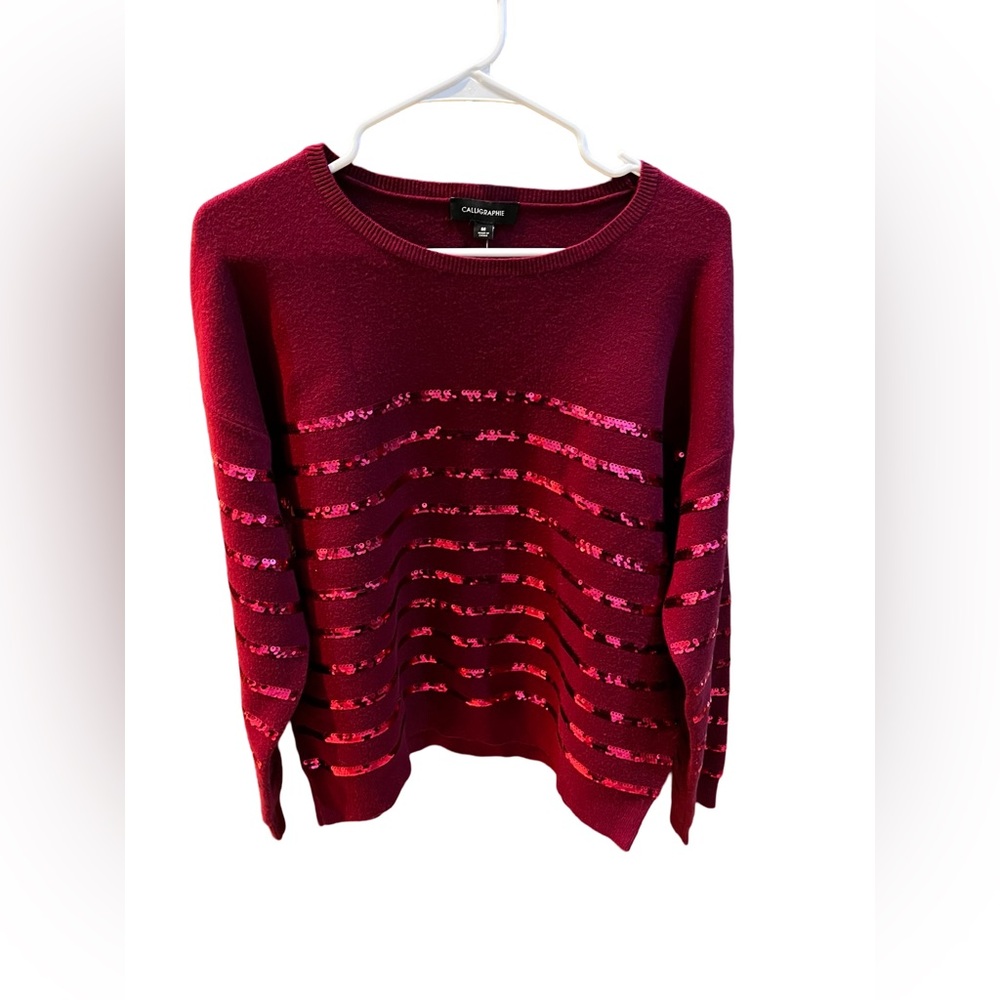 Calligraphie NWT sequin striped sweater size medium